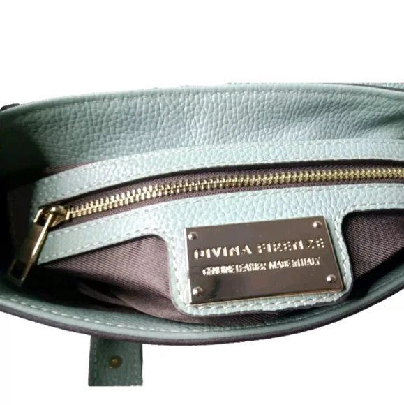 DIVINA FIRENZE Made In Italy Leather Baquette Flap Over Shoulder Crossbody Bag